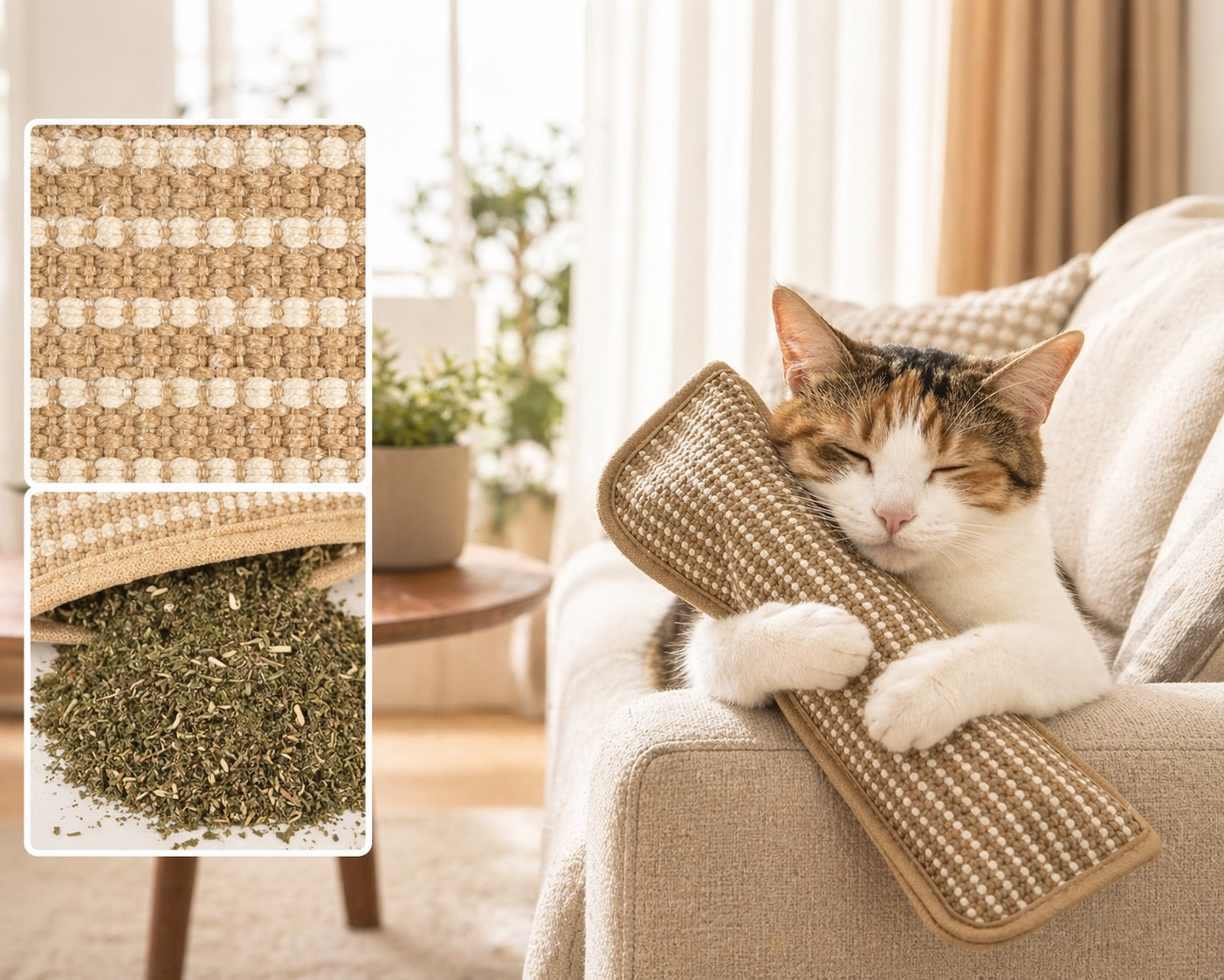 Natural Catnip Scratcher Pad – Keeps Cats Busy & Claws Healthy