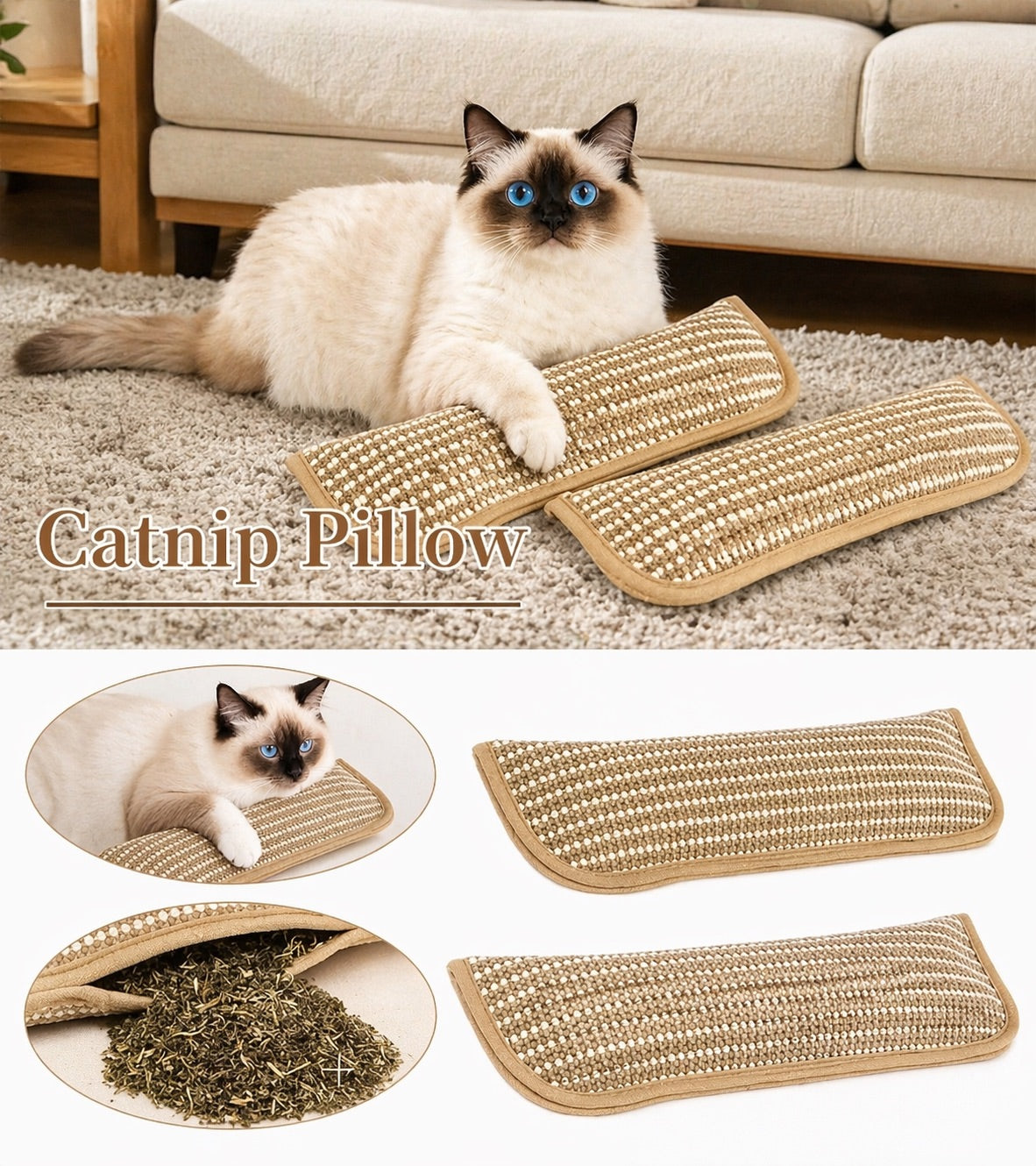 Natural Catnip Scratcher Pad – Keeps Cats Busy & Claws Healthy