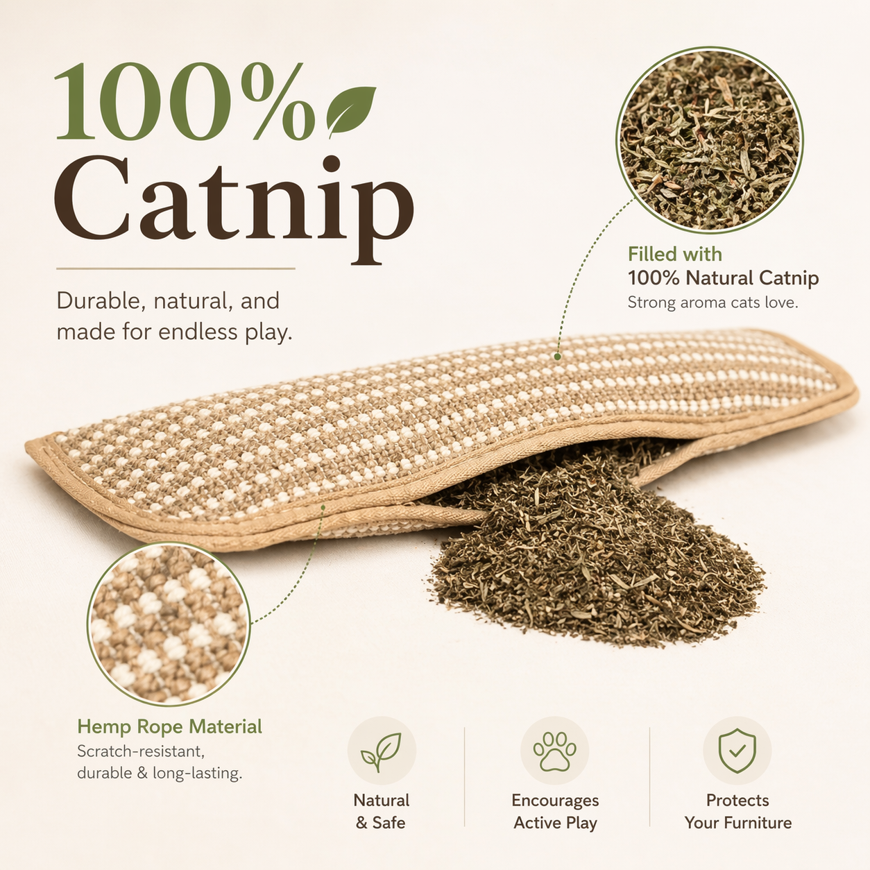 Natural Catnip Scratcher Pad – Keeps Cats Busy & Claws Healthy