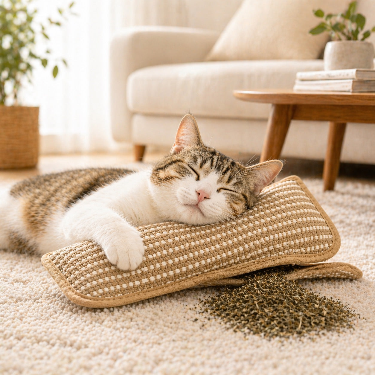 Natural Catnip Scratcher Pad – Keeps Cats Busy & Claws Healthy