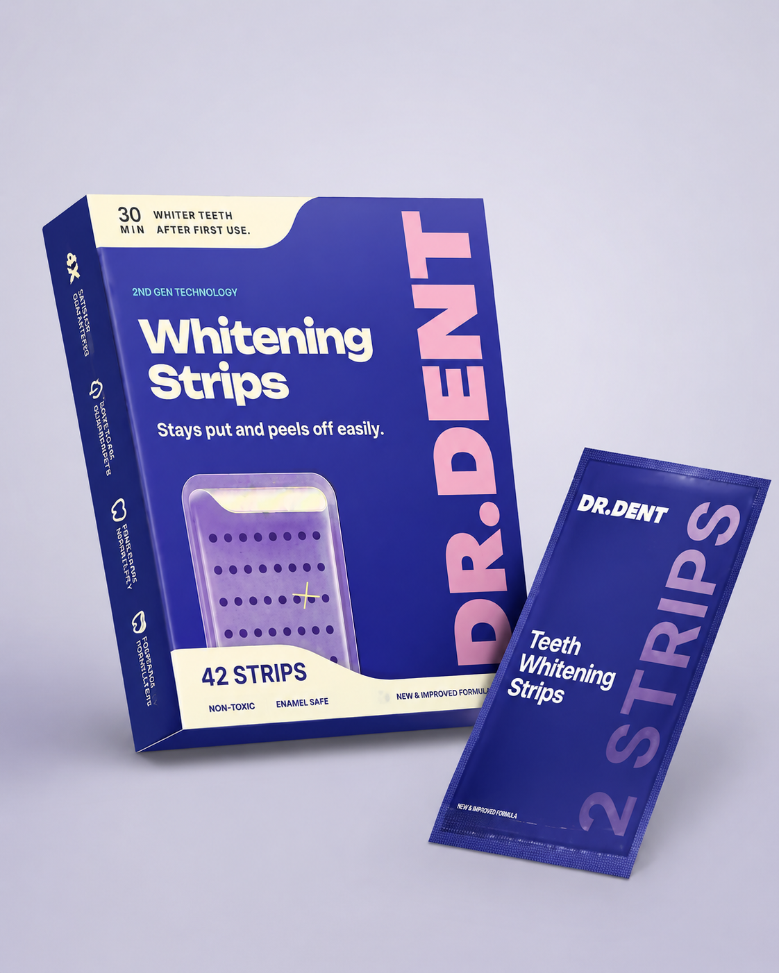 Dr. Dent Purple Teeth Whitening Strips – Advanced Stain Removal for a Brighter Smile