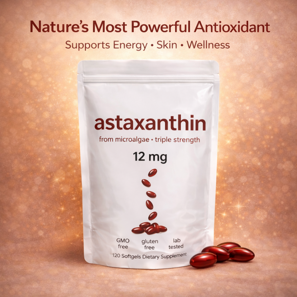 Astaxanthin 12mg Softgels – Powerful Antioxidant Support (120 Capsules)