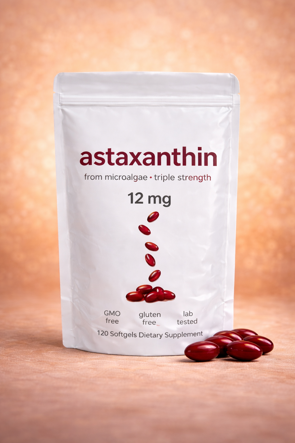 Astaxanthin 12mg Softgels – Powerful Antioxidant Support (120 Capsules)