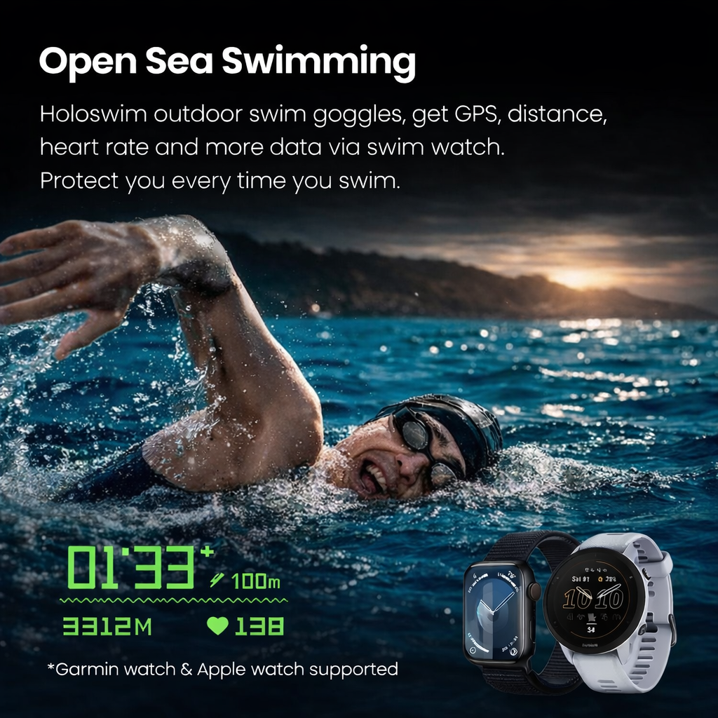Smart Swim Goggles with Built-In Display – Track Every Move Underwater